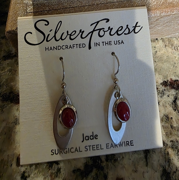 Silver Forest Jewelry - Silver Forest Red and Silver Oval Earrings